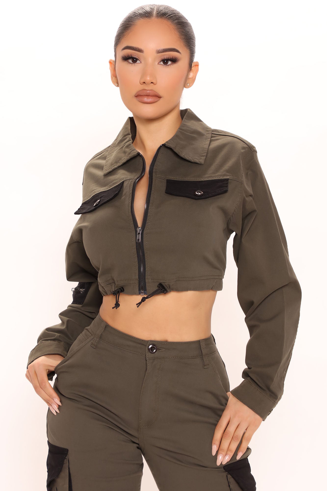 Nothing To Hide Cropped Utility Jacket Olive Fashion Nova