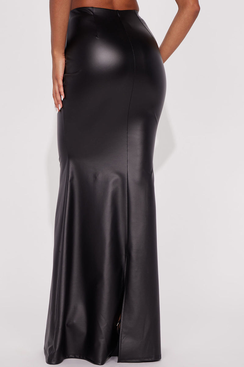 Dare You To Stare Faux Leather Maxi Skirt - Black | Fashion Nova ...