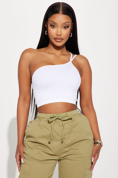 One shoulder crop discount top fashion nova