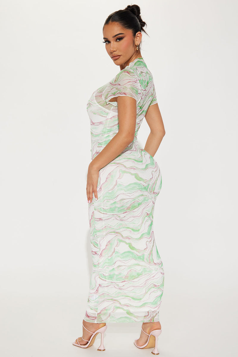 Carlie Mesh Maxi Dress - Green/combo | Fashion Nova, Dresses | Fashion Nova