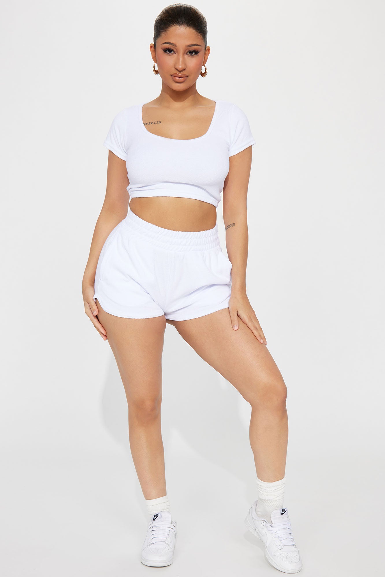 White lounge outlet short set