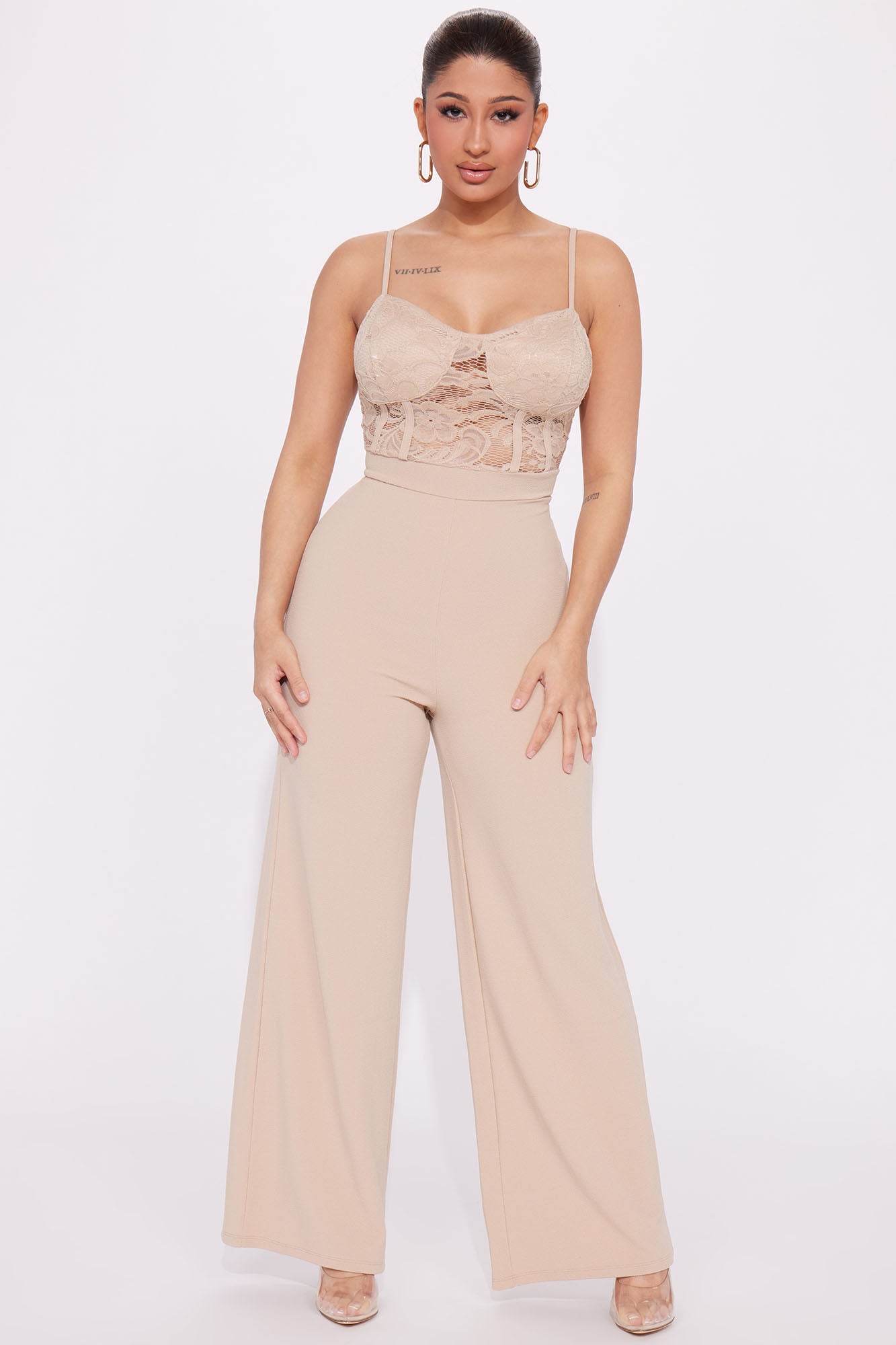 Beige lace jumpsuit online
