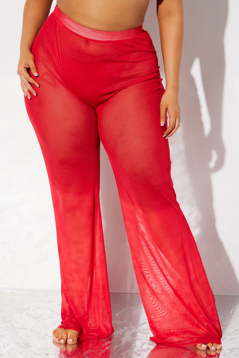 Red cover up 2025 pants