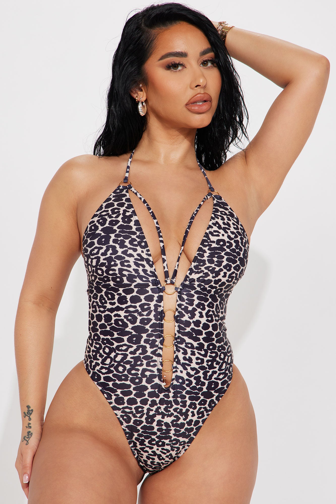Tiana Halter 1 Piece Swimsuit - Leopard, Fashion Nova, Swimwear