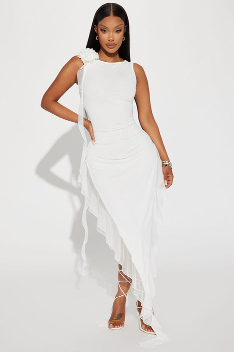 White ruffle shop dress fashion nova