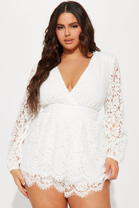Plus size sales white lace romper