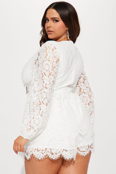 Plus size 2024 white lace romper