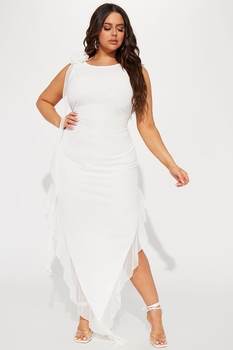 Paris Runway Mesh Maxi Dress White