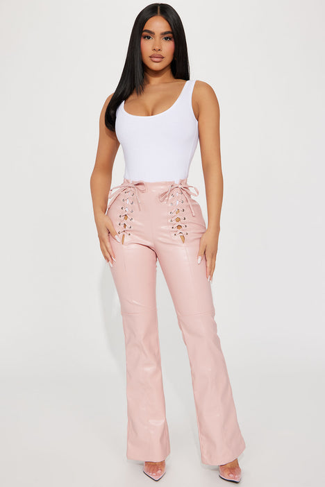 Pink leather pants fashion nova online
