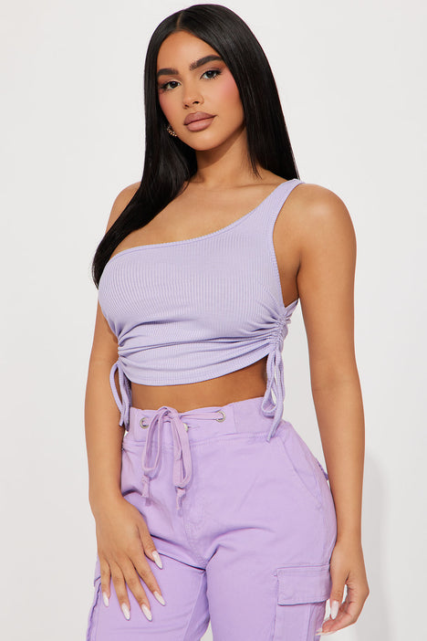 One shoulder top lilac top