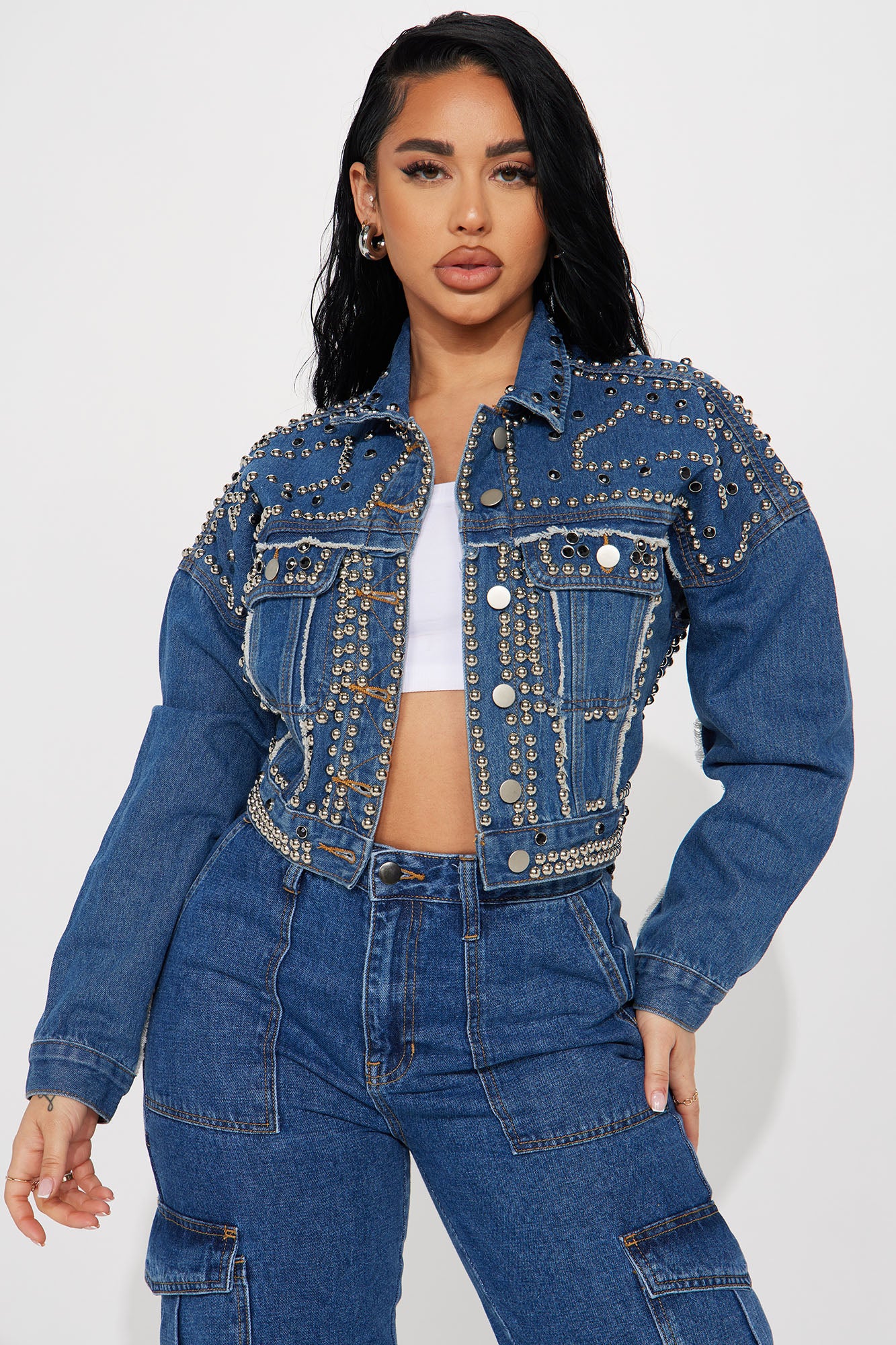 Blinged out denim jackets sale