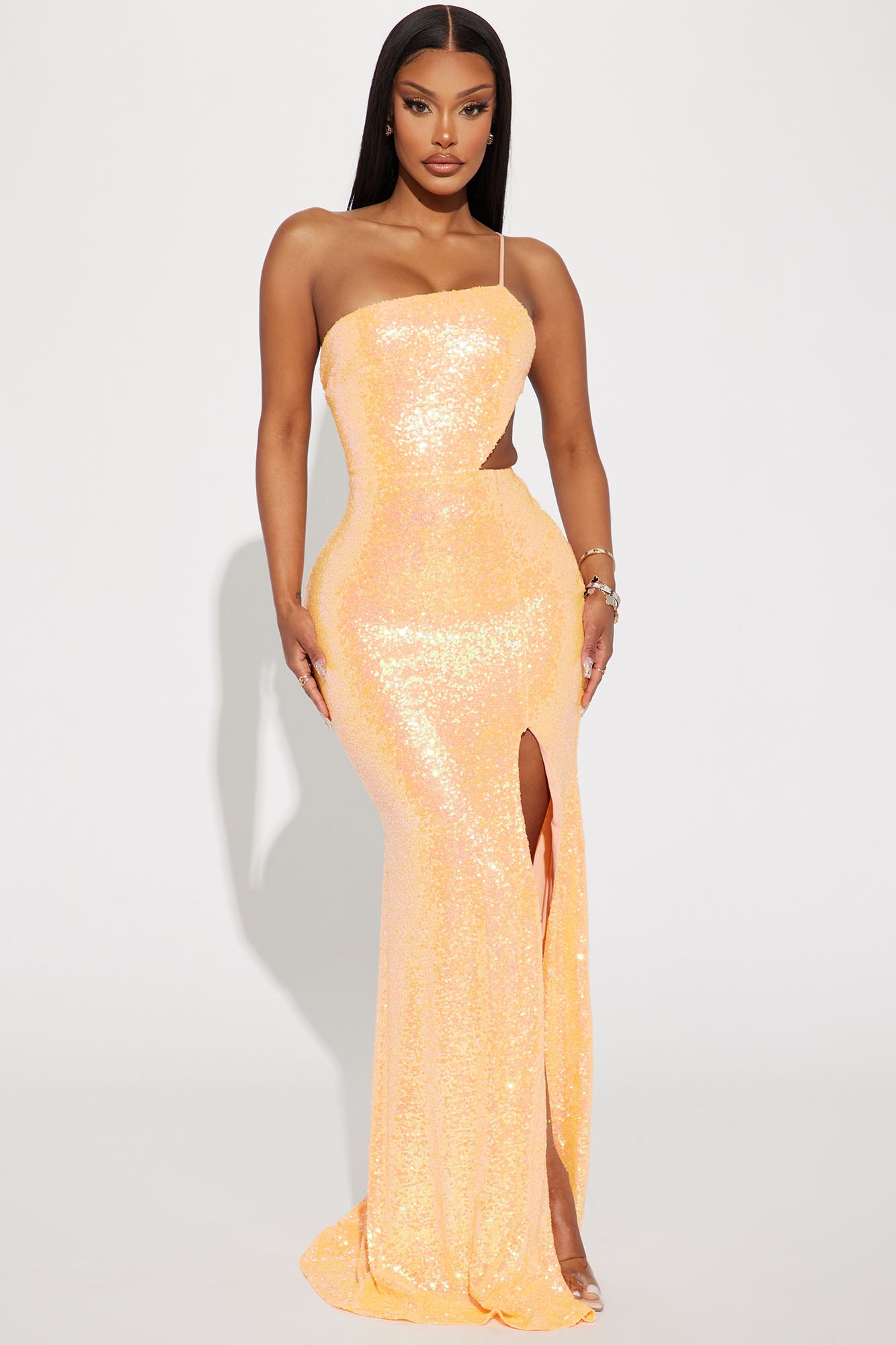 Shine On You Sequin Gown Orange