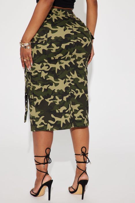Weekend Vibes Cargo Midi Skirt Camouflage