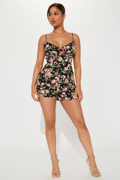 Black romper tie front hotsell