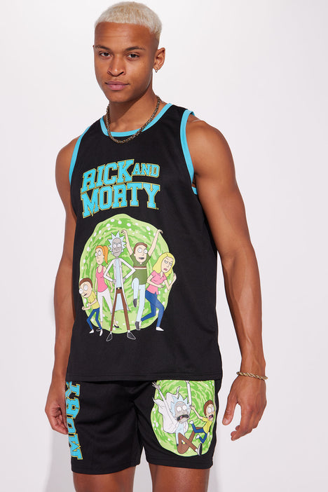 Rick And Morty Starting Five Basketball Jersey - Black