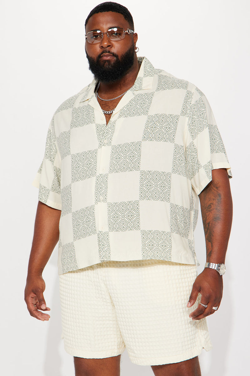 Checkered Past Button Up Shirt - Cream | Fashion Nova, Mens Shirts ...
