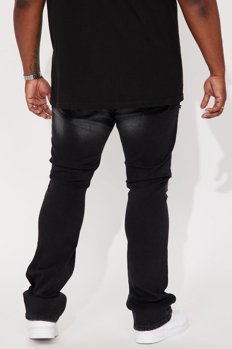 Sky High Stacked Skinny Flare Jeans Black Wash Fashion Nova