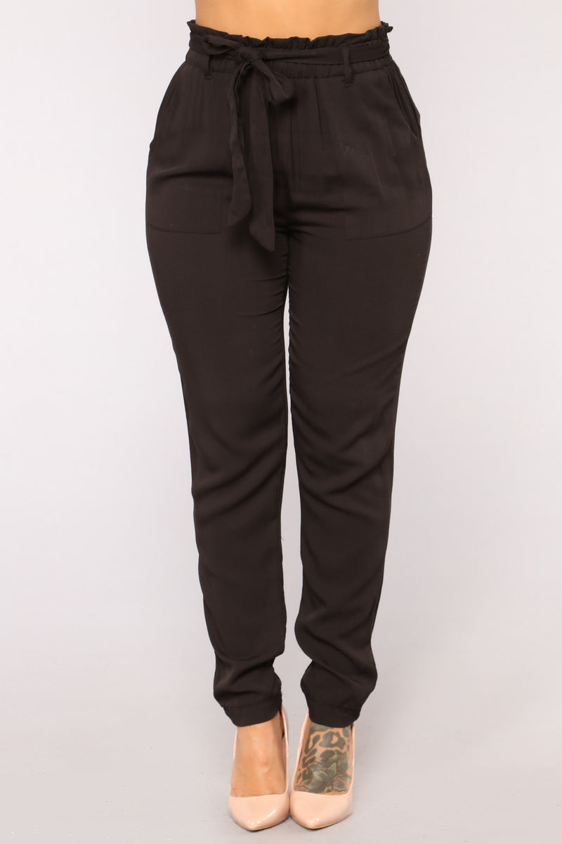 New Classic Tie Waist Pants - Black | Fashion Nova, Pants | Fashion Nova