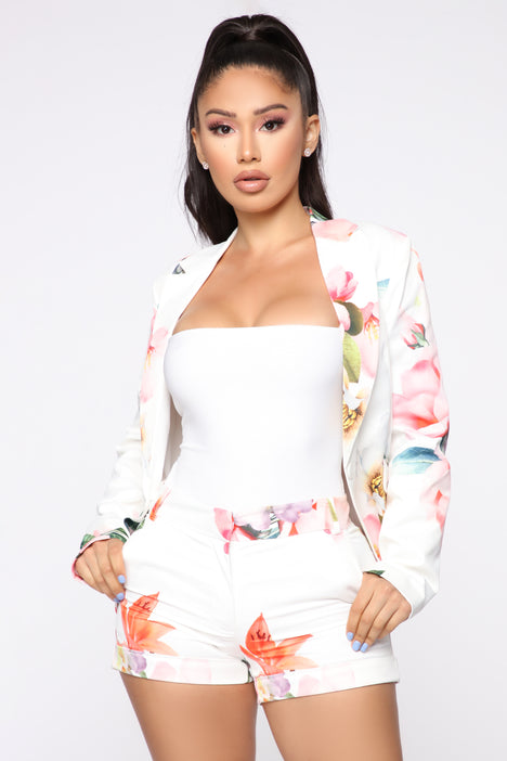 Grow And Flourish Blazer Set White combo Fashion Nova