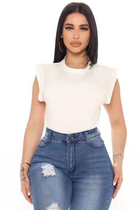 White shoulder pad clearance tank