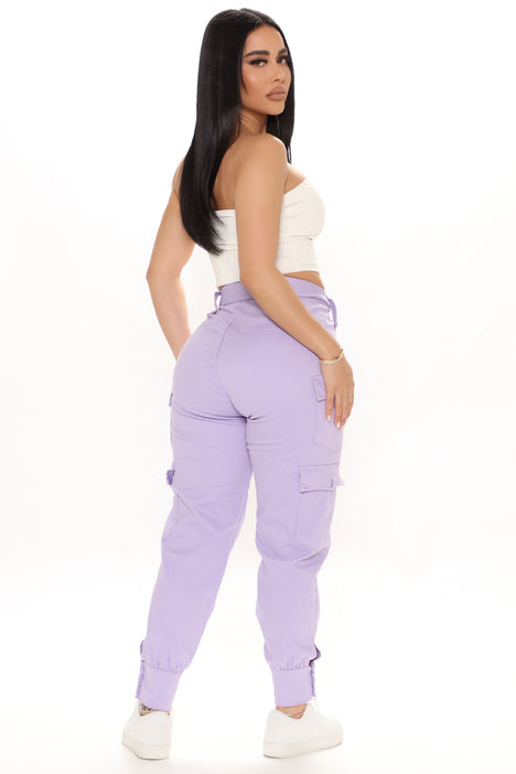 Buckle Up Babe Cargo Joggers Lavender Fashion Nova Pants