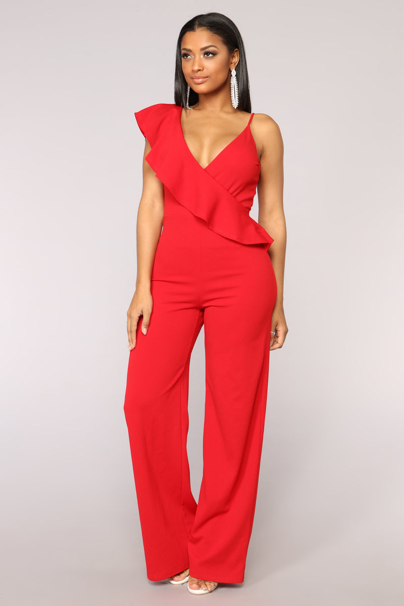 Hard To Get Ruffle Jumpsuit - Red | Fashion Nova, Jumpsuits | Fashion Nova