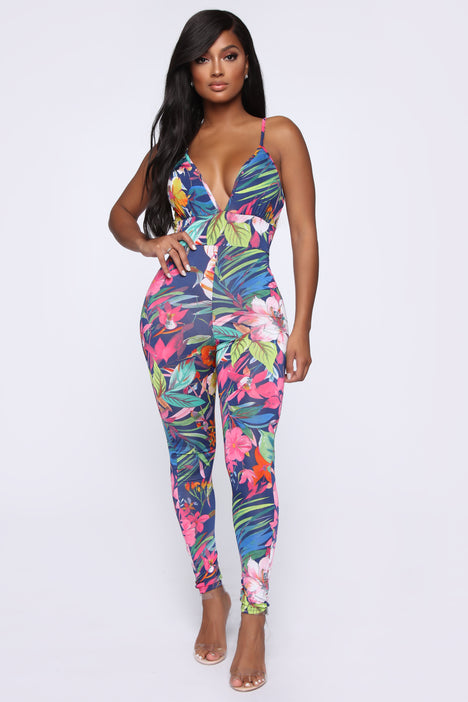 Fashion nova tropical jumpsuit hotsell