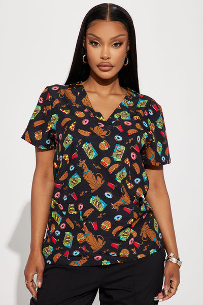 Scooby Snacks Scooby Doo Uniform Scrub Top Black combo