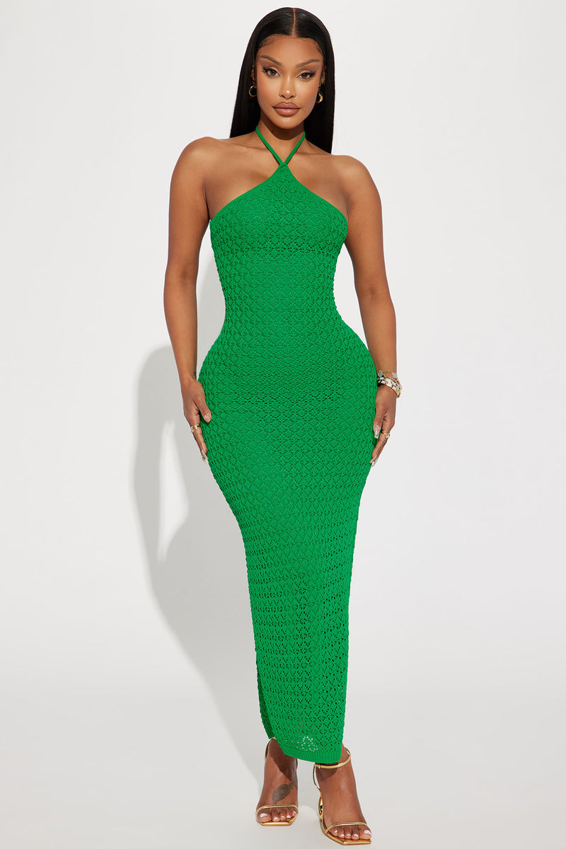 Pack Your Bags Crochet Maxi Dress - Green | Fashion Nova, Dresses ...