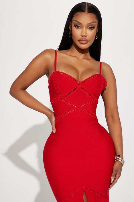 Fashion nova red midi dress online