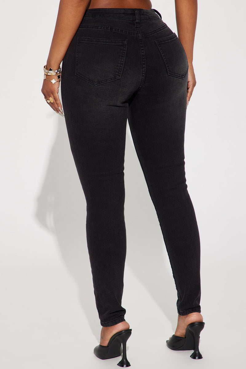 Kaia Mid Rise Stretch Skinny Jeans - Black Wash | Fashion Nova, Jeans ...