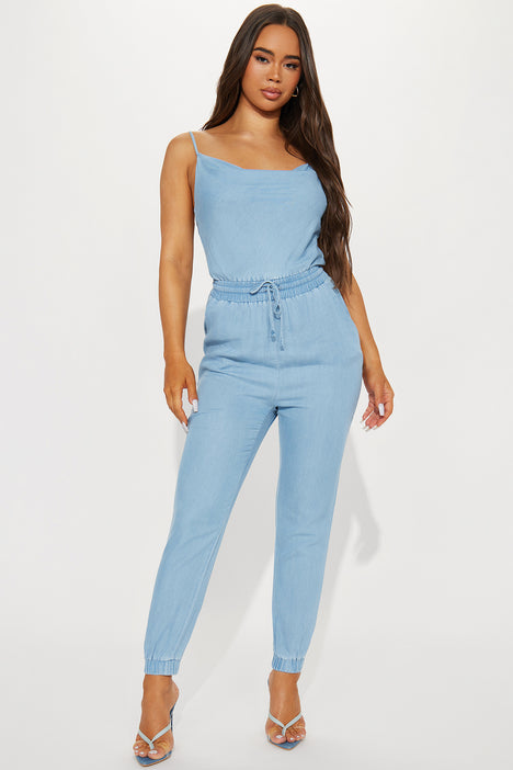 Chambray jumpsuit womens deals