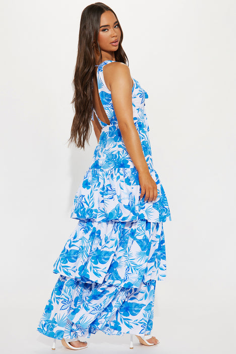 Fashion nova blue and white dress sale
