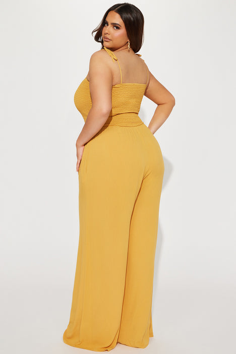 Crinkle Me Up Jumpsuit Mustard