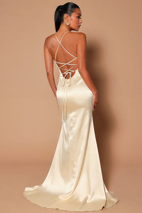 Champagne dress 2024 fashion nova