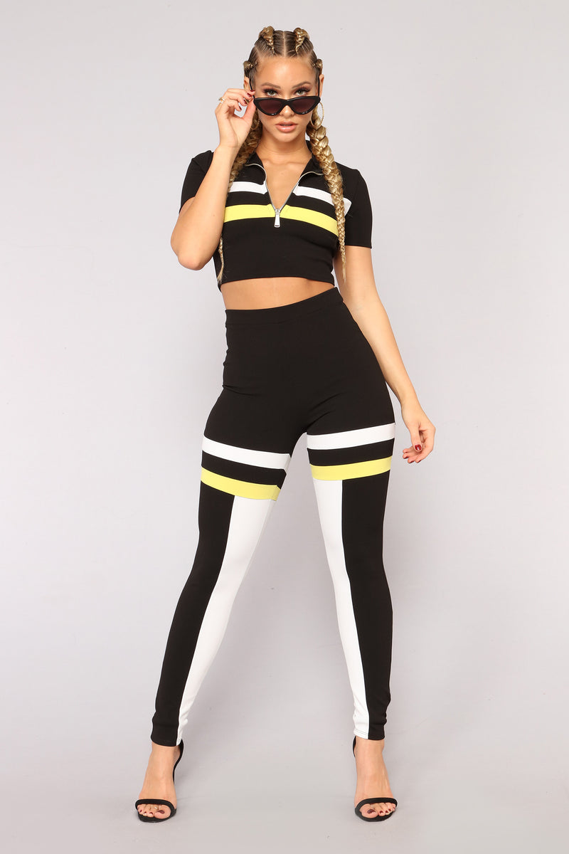 Keep Track Colorblock Set - Black/Yellow | Fashion Nova, Matching Sets ...