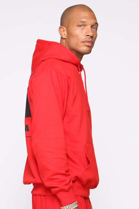 80's Color Block Hoodie - Red/Combo, Fashion Nova, Mens Fleece Tops