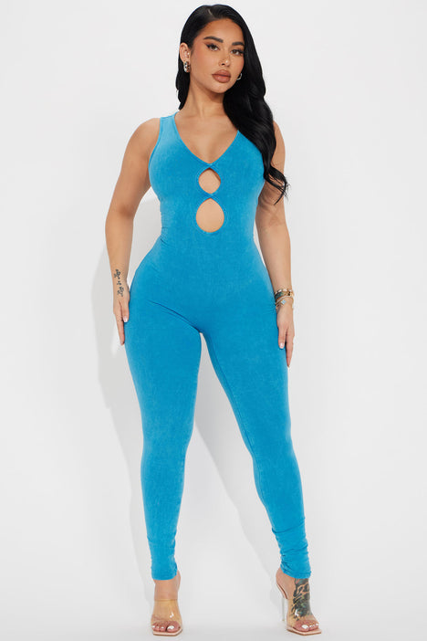 Jasmine Mineral Wash Jumpsuit Blue Fashion Nova Jumpsuits