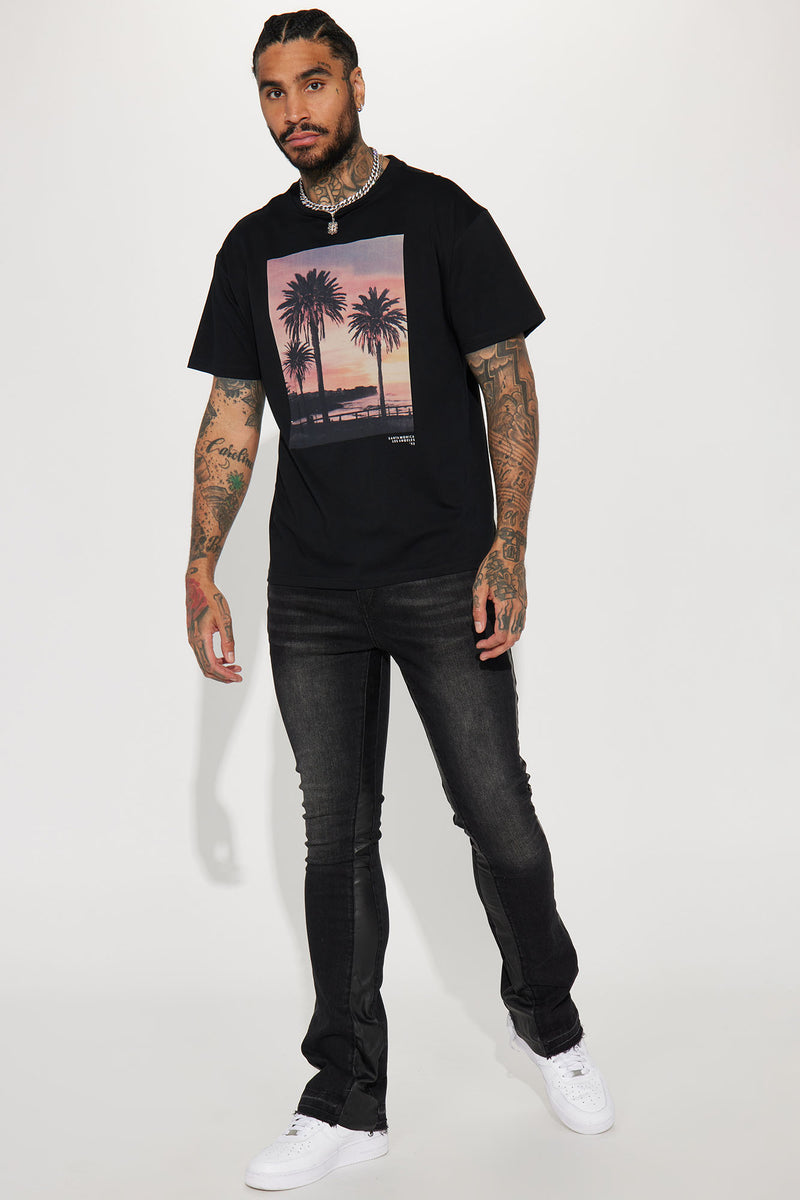 Leather Panel Stacked Skinny Flare Jeans - Black | Fashion Nova, Mens ...