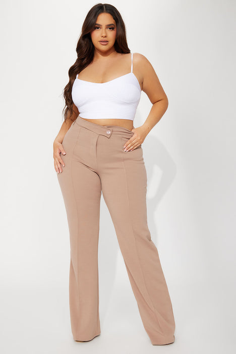 Plus size best sale tan dress pants