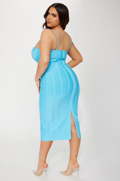 Victoria Bandage Midi Dress Aqua
