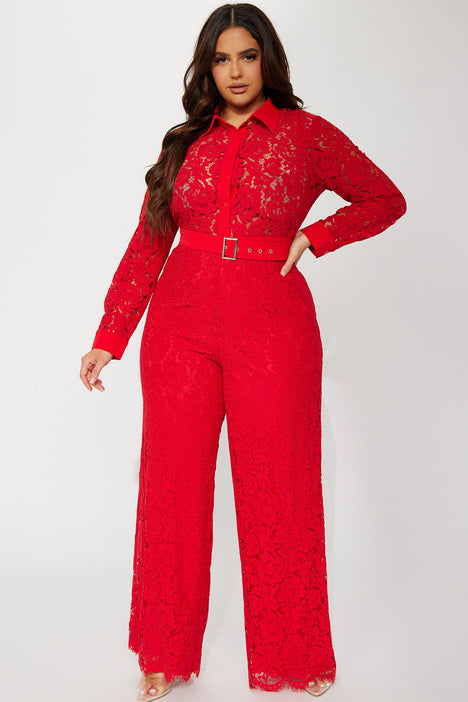 Perfect Night Lace Jumpsuit Red Fashion Nova Jumpsuits