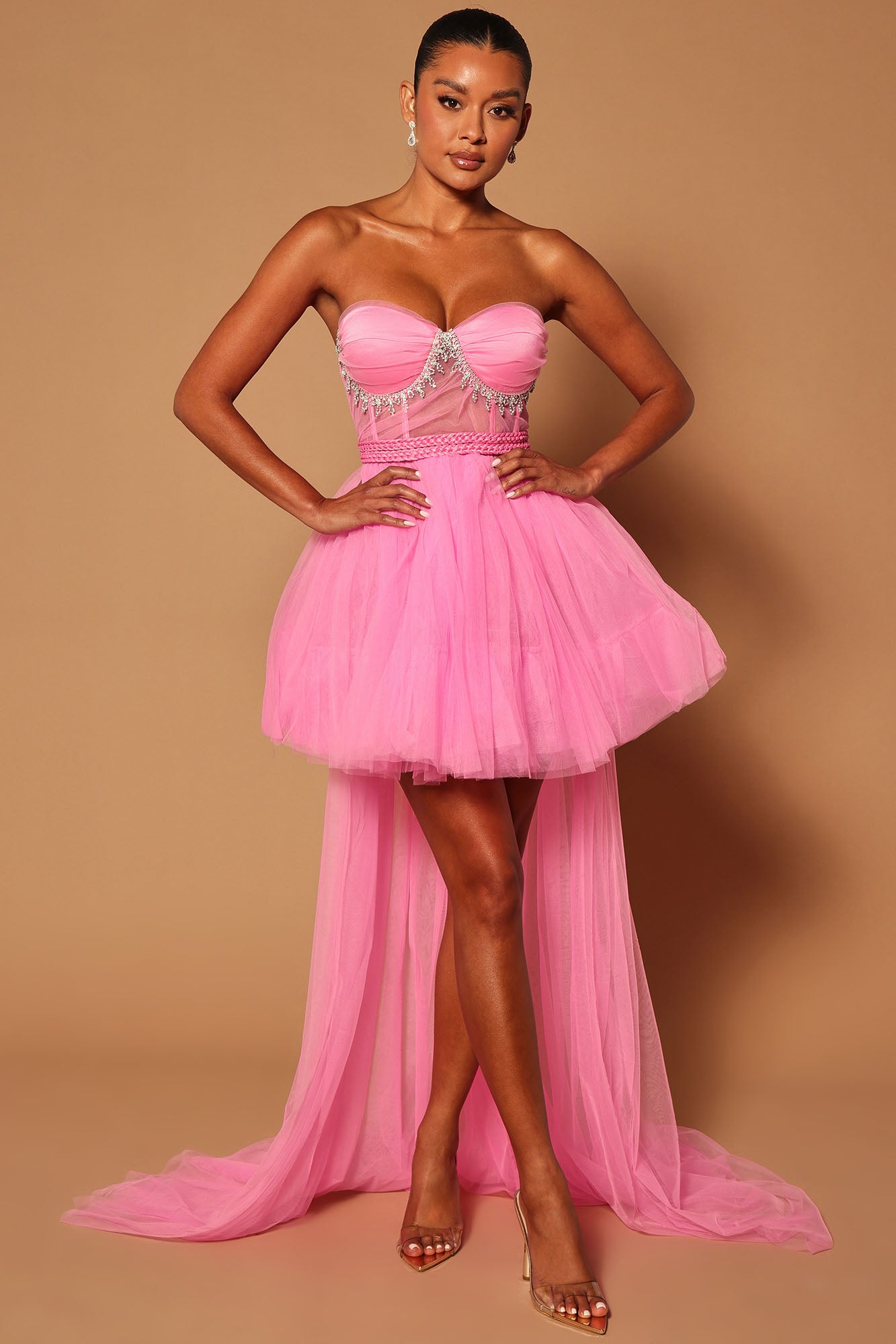 Kate Embellished High Low Tulle Dress Pink Fashion Nova Luxe