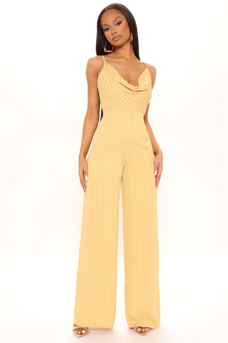 Skylar Striped Jumpsuit Mustard