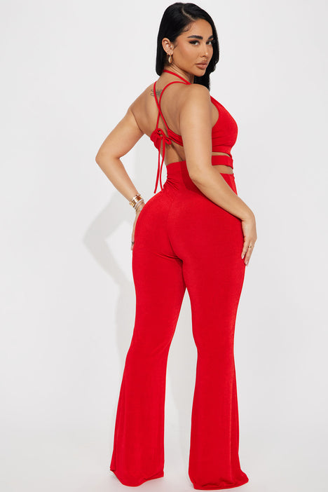 Red slinky jumpsuit outlet