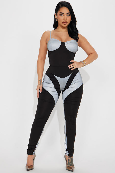 Reflective jumpsuit fashion nova on sale