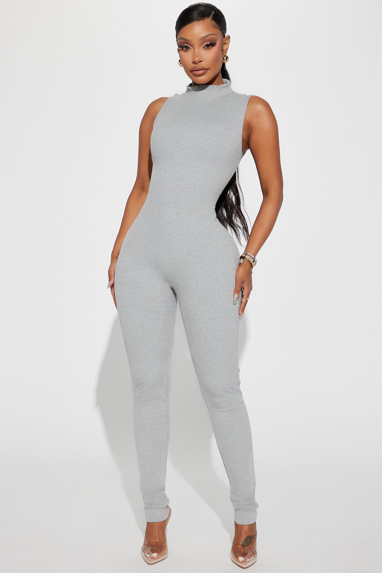 Amber Snatched Jumpsuit Heather Grey