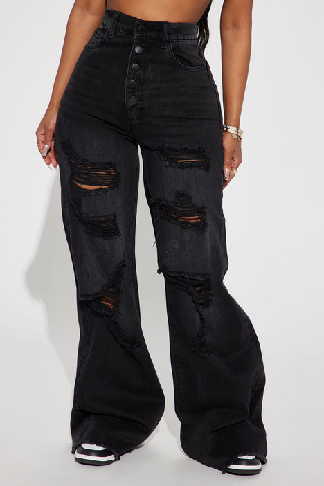 Fashion nova ripped jeans black store