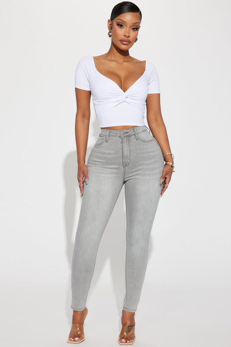 Audrey Booty Lifting Stretch Flare Jeans - Grey, Fashion Nova, Jeans