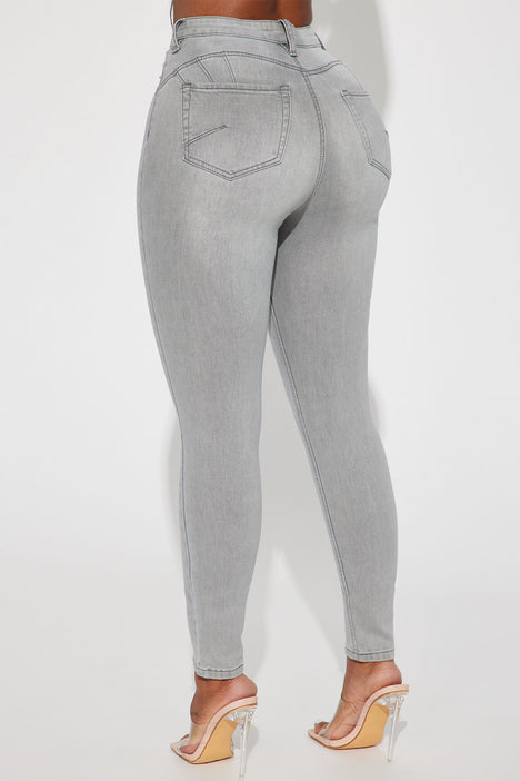 Madrid Booty Lifting High Rise Stretch Skinny Jeans Grey